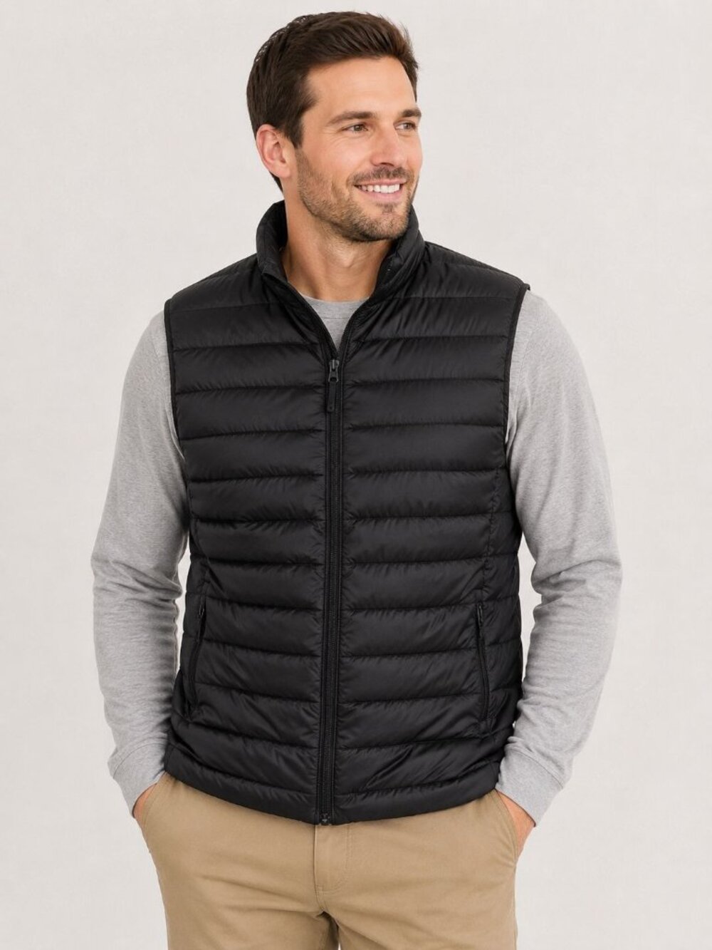 REI Co-Op Mens classic black lightweight down puffer vest Tagless Size M Outdoor